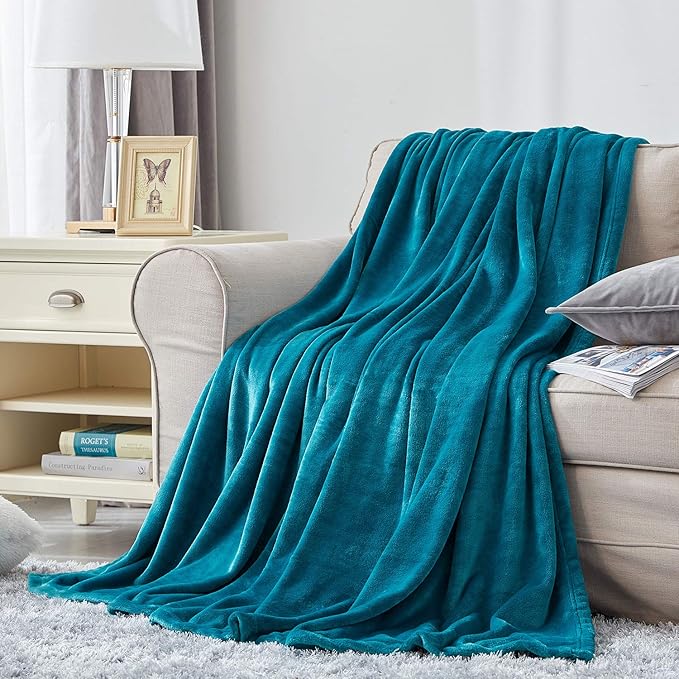 Hansleep Fleece King Size Blanket for Bed Teal, Super Soft Flannel Fuzzy King Size Plush Cozy Blanket for All Seasons, Teal, King 90x108 Inches