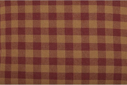 Burgundy Check Primitive 16"x16" Pillow Red Cotton Square Home Decor