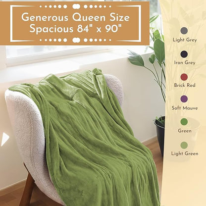 Electric Heated Blanket 84"x90" Queen Size Flannel Heated Blanket, Cozy & Warm for All Night, 4 Heat Settings & 10 Hours Auto Off, Machine Washable, Green