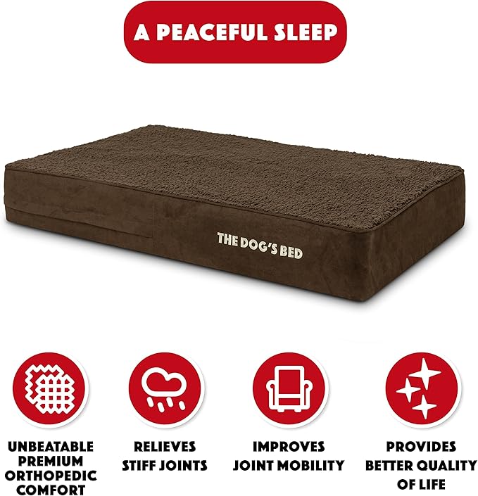The Dog’s Bed Orthopedic Memory Foam Dog Bed Mattress, Plush Fabric, Brown Plush, L, 6-Inch