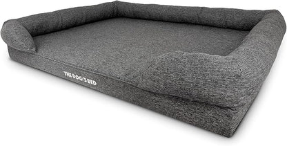 The Dog’s Bed Orthopedic Memory Foam Dog Bed with Bolsters, Linen Fabric, Grey Linen, XXL