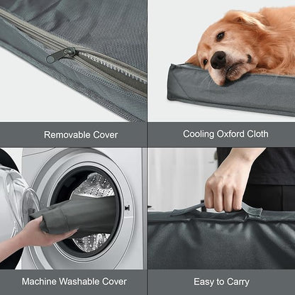 Outdoor Orthopedic Dog Bed for Medium Dogs & Cats, Waterproof Flat Pet Mat with Egg Crate Foam & Washable Removable Oxford Cover, 30x20 Inch, Grey