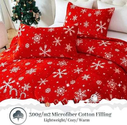 YIYEA Christmas Fluffy Queen Size Comforter Set, Luxury Faux Fur Comforter, Ultra Soft Plush Fuzzy Velvet Bedding Comforter Sets for Fall Winter, Cozy Warmth, No Shedding, 3PC, Queen
