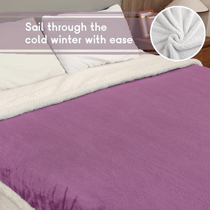 Heated Blanket Electric Blanket Full Size 72''x84'' with 9 Heating Levels, 1-10 Hour Auto Shut Off, Machine Washable, Flannel & Sherpa Soft Warming Blanket for Couch, Bed, Office - Purple