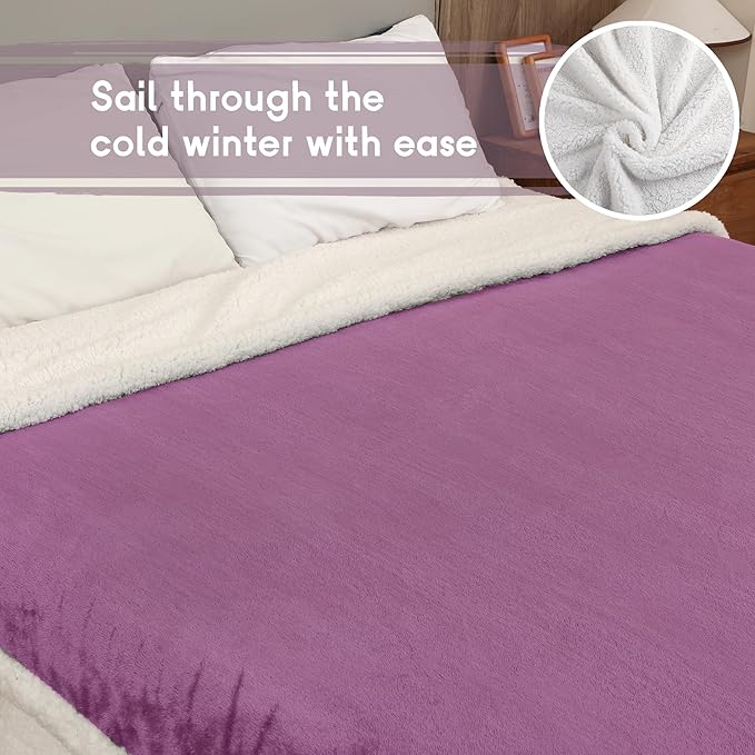 Heated Blanket Electric Blanket Queen Size 84''x90'' with 9 Heating Levels, 1-10 Hour Auto Shut Off, Machine Washable, Dual Controller Soft Warming Blanket for Couch, Bed, Office - Purple