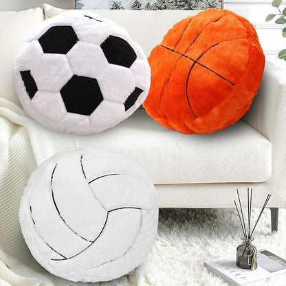 Volleyball Pillow, 2 Pcs Volleyball Plush Pillow Soft Fluffy Round Stuffed Sports Throw Pillows, Volleyball Shaped Decorative Throw Pillow for Sofa, Bedroom, Sports Room, Home Decor Gifts 15.7"
