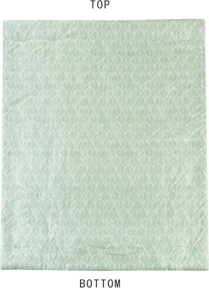 Chezmoi Collection Medina 3-Piece Tranquil Leaf Comforter Set Queen - Soft Green White Leaves Printed Microfiber Lightweight Bedding Set for All Season