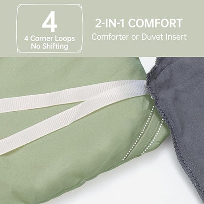 MUXHOMO Green Oversized Queen Comforter Sets, All Season Ultra Soft Down Alternative Bedding - 3 Piece Lightweight Bed Set Includes 1 Comforter (98"*98") and 2 Pillow Shams (20"x26")