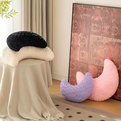 Moon Pillow, Decorative Throw Pillow with Soft Plush for Couch Bed, Cozy Moon Decorative Pillows for Bedroom Living Room, Home Décor Comfort Gift (Beige, 19.6 Inches)