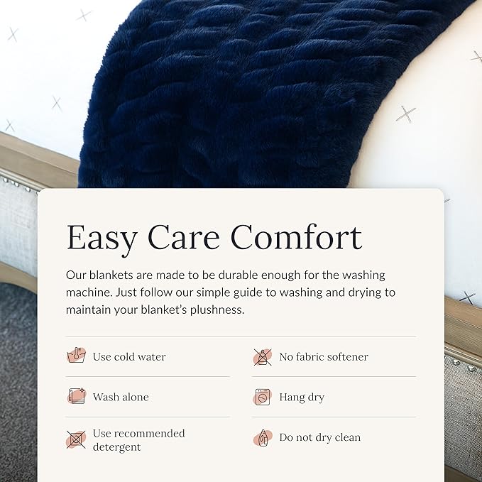 Minky Couture Hugs Blanket - Extra Plush Blanket for Premium Gifting - Stretchy Bubbled Cozy Throw - Silky Smooth - Durable & Machine-Washable - Travel-Friendly - Monster, Navy