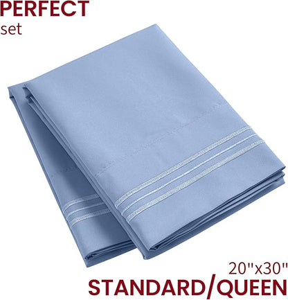 Mellanni Pillow Cases - Luxury, Extra Soft, Cooling Pillow Covers - 2 PC Iconic Collection Pillowcases - Envelope Closure (Standard/Queen 20" x 30", Sky Blue)