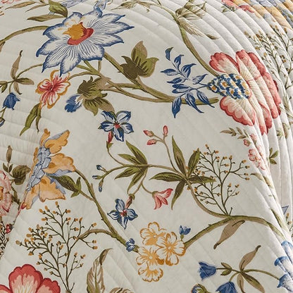 Levtex Home - Maileen Quilt Set - King Quilt and Two King Shams - Floral - Bright Multi Color - Quilt (106x92in.) and Shams (20x36in.) - Reversible - Cotton