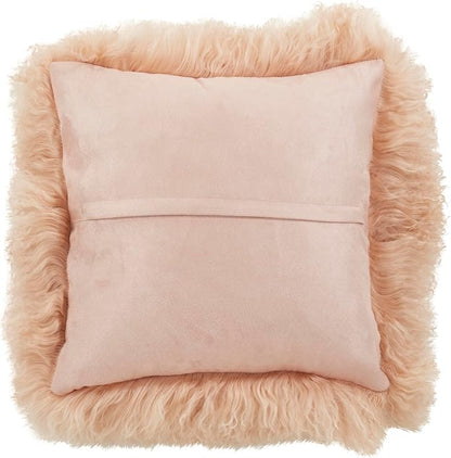 SARO LIFESTYLE Mongolian Lamb Fur Poly Filled Throw Pillow