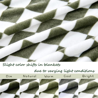 Yurhap Checkered Baby Blanket Fleece Baby Blankets for Boys, Ultra Soft Cozy Fluffy Infant Toddler Newborn Receiving Blankets for Crib Stroller, 30''x40'', Dark Olive