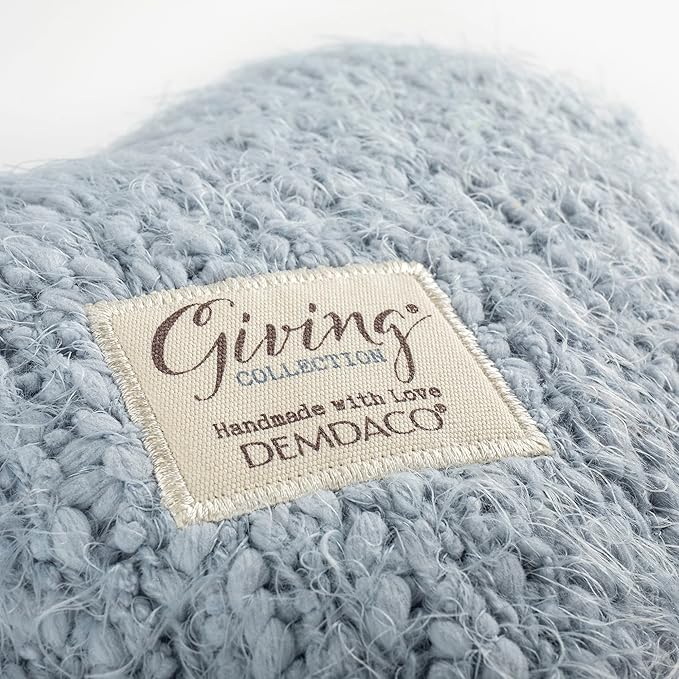 DEMDACO Soft Blue Heart Shaped 10 x 11 inch Weighted Plush Decorative Throw Giving Pillow