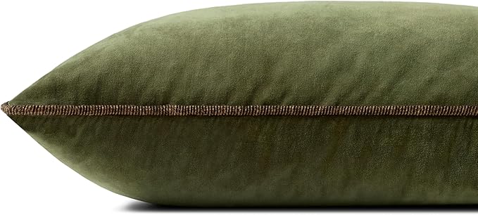 Loloi Chris Loves Julia Liza Collection PCJ0020 Dark Green 13'' x 35'' Cover w/Poly Pillow