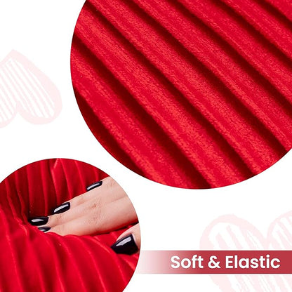 AELS Heart Shaped Pillow, Set of 2, Pleated Velvet Love Pillows, 20 & 16 Inches Decorative Throw Pillows, Valentines Day, Wedding, Living Room, Bedroom, Nursery Decor, Red