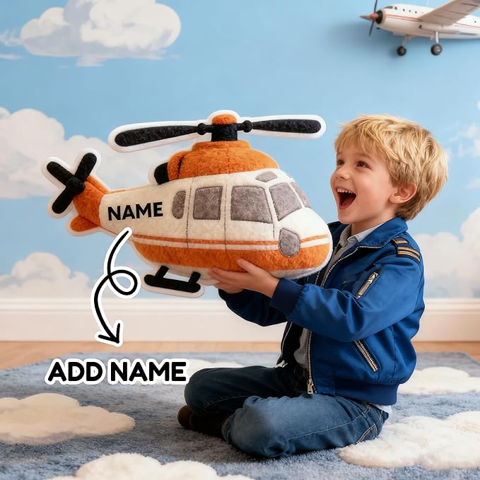 Custom Helicopter Shaped Pillow Personalized Double-Sided Printed Cute Pillow Customized Christmas Party Commemorative Gift Sofa Decorative for Boys and Girls 8-32in