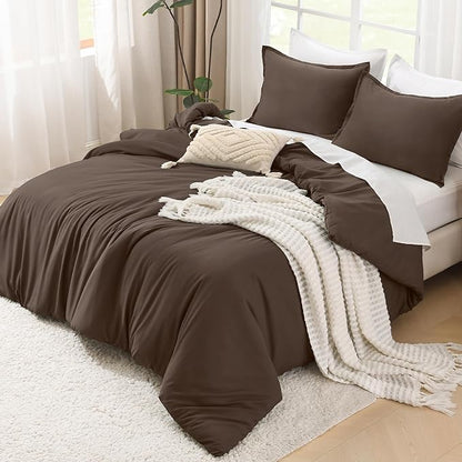 Litanika Comforters Twin/Twin XL Size Chocolate, 2 Pieces Lightweight Solid Bedding Set & Collections, All Season Fluffy Bed Set (66x90 Inches Comforter & 1 Pillowcase)