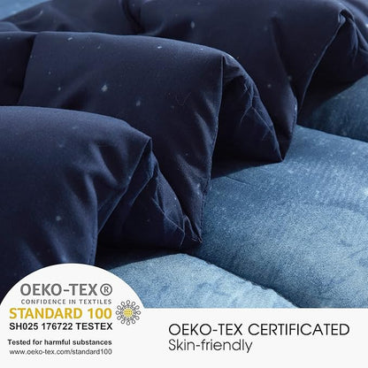 HYPREST Twin Comforter Set for Girls Boys,Star Moon Galaxy Soft Cute Twin Bed Comforter Sets, 2 Pieces Kids Teens Blue Lightweight Comforter Cooling Breathable (Oeko-Tex Certified)