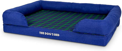 The Dog’s Bed Orthopedic Memory Foam Dog Bed with Bolsters, Oxford Fabric, Black Watch Tartan, XL
