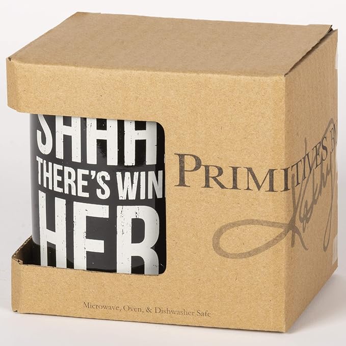 Primitives By Kathy 25378 Stoneware Coffee Mug, 20 oz, There's Wine in Here