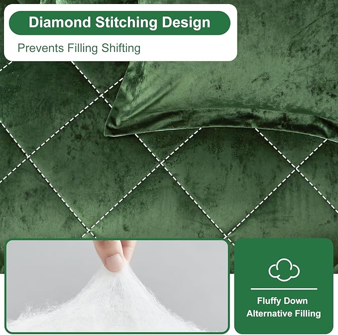 Ivellow King Comforter Set 7 Pieces Bed in a Bag Crushed Velvet Comforter Set Flannel King Green Comforter Ultra Soft Breathable Luxury Soft Warm Winter Bedding Set with Sheets, Pillowcases & Shams