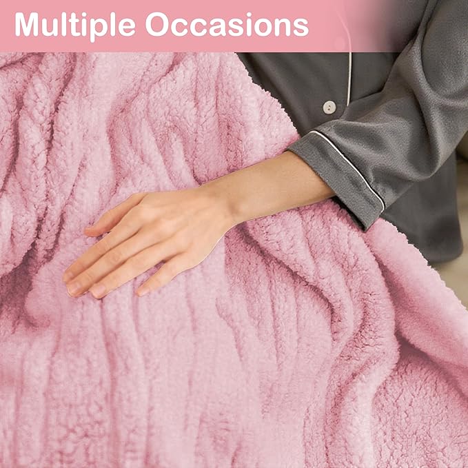 Electric Heated Blanket Full Size 72"×84" with 9 Heating Levels & 1-10Hs Auto Off，Double Sided Plush Sherpa, Energy Efficient, Machine Washable, for Couch & Bed, Light Pink