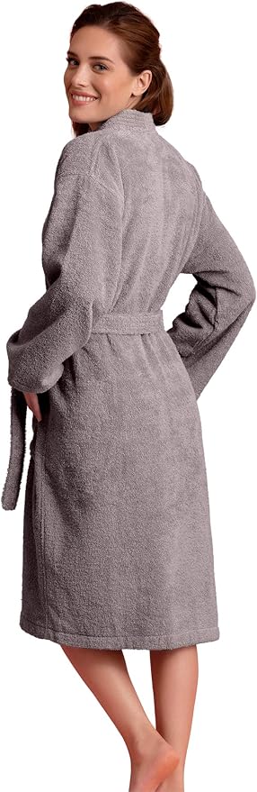 Soft Touch Linen Women's Robe Terry Cotton Cloth- Kimono Style- Thick, Breathable & Comfortable- Lightweight & Absorbent