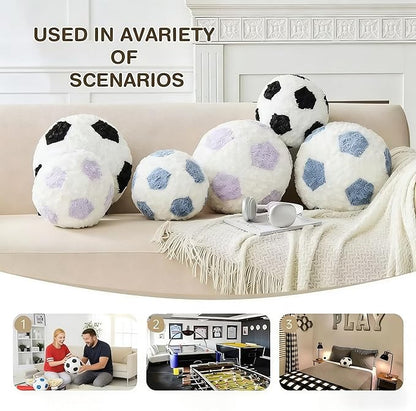 Soccer Throw Pillow Purple Round Football Ball Pillow Soccer Plush Pillows Aesthetic Home Decor Soccer Ball Decorative Pillow Soft Soccer Ball for Bed Couth
