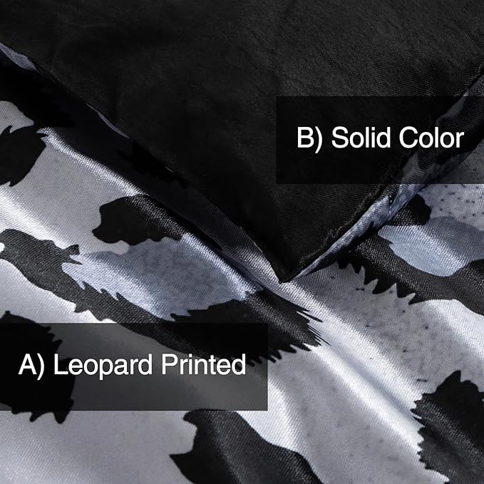 A Nice Night Leopard Printed，Satin Silky Soft Quilt Sexy Luxury Super Soft Microfiber Comforter Quilt Bedding Comforter Set Full/Queen, Light Weighted (Silver, King(88-by-102-inches))