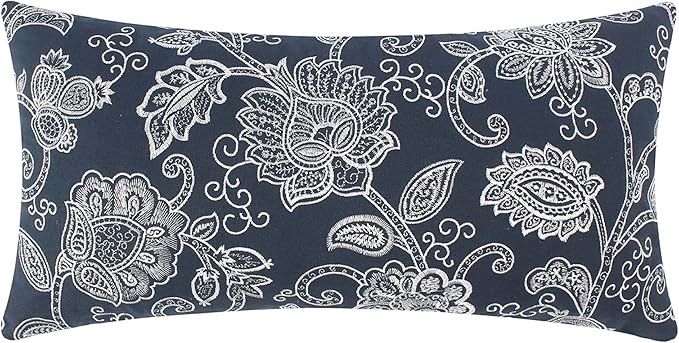 Levtex Home - Aditya - Decorative Pillow (12x24in.) - Floral - Navy and White