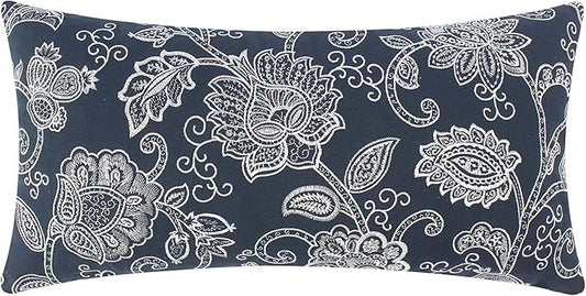 Levtex Home - Aditya - Decorative Pillow (12x24in.) - Floral - Navy and White