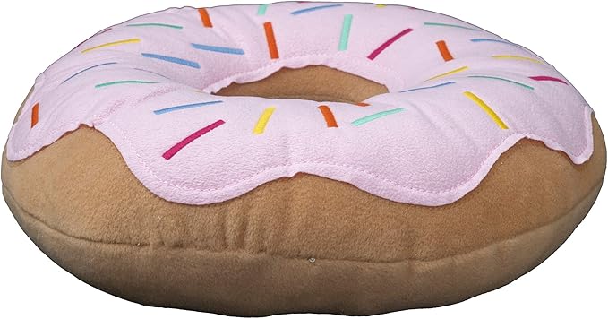 Mabel Home Throw Pillow 14", Donut, 3D Digital Print Decorative Comfortable Soft Plush Funny Food Shaped Pillow, Seat Pad Cushion for Couch, Chair, Floor, Sofa (Pink)