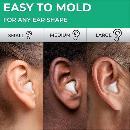 Peace&Quiet | PQ Wax Ear Plugs for Sleeping, Swimming - Soft Noise Cancelling Silicone Gel Wax Earplugs for Sleep and Swimmers, Ear Protection with Sound Blocking Level of 32 Db, Color: Green