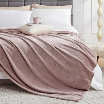 Hansleep Fleece Pink King Blanket, Super Soft Flannel Fuzzy Plush Cozy Blanket for All Seasons, Pink, King 90x108 Inches