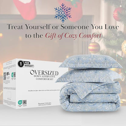 Southshore Fine Living, Inc. 3-Piece Premium Bedding California King Comforter Set, All Season Down Alternative, Oversized Bedspread with 2 Pillow Shams, California/King Bedding, Paisley Blue