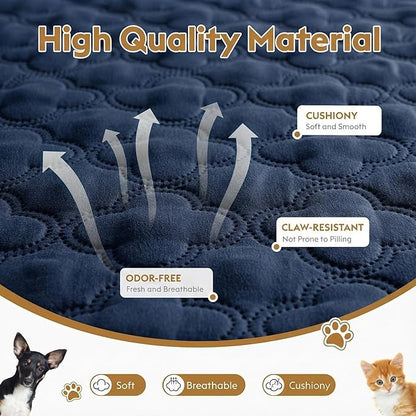 Waterproof Dog Blanket, Couch Cover for Dogs Washable, Reversible Dog Bed Cover, Couch Furniture Protector. (Dark＆Light Blue, 68 X 82 Inch - 1 Pack)