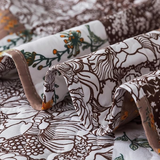 BEDIFANY Cotton Filling King Quilt Set - Reversible Farmhouse Bedspreads King Size with 2 Pillow Shams - Lightweight King Size Quilt Bedding Sets, 3 Pieces (98 x 106 inch)