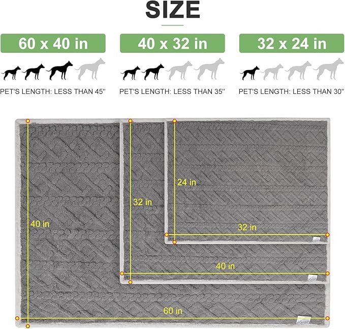 BEAUTYZOO Waterproof Dog Blankets for Medium Large Dogs Washable- Reversable Dog Blanket for Furniture, Sofa, Couch, Crate, Car- Soft Sherpa Dog Throw Plush Pet Bed Blanket Cat Puppy, 40"x60" Grey