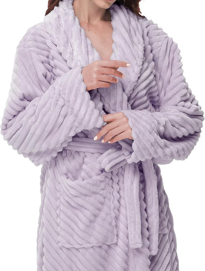 Yurhap Premium Robes for Women - Super Soft Cozy Fleece Womens Robe Plush Long Bathrobe