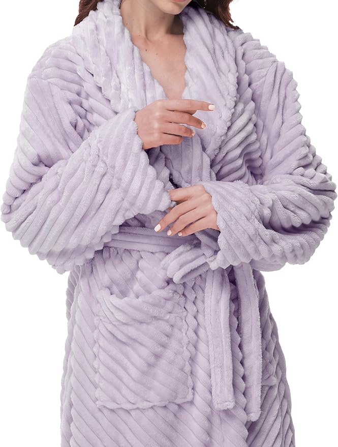 Yurhap Premium Robes for Women - Super Soft Cozy Fleece Womens Robe Plush Long Bathrobe