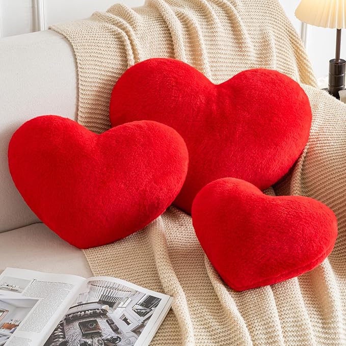Xiashrk Heart Pillow, Heart Shaped Pillow for Bed Couch, Soft Decorative Heart Throw Pillow, Cute Decorate Pillows, Heart Pillows for Bedroom Living Room (Red, Large 19.6"x15.7")