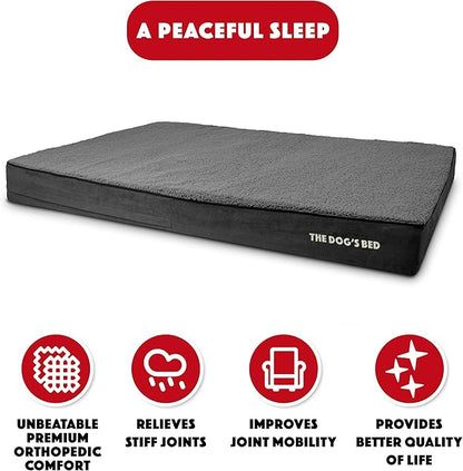 The Dog’s Bed Orthopedic Memory Foam Dog Bed Mattress, Plush Fabric, Grey Plush, XXXL, 6-Inch
