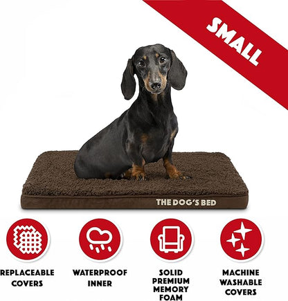 The Dog’s Bed Orthopedic Memory Foam Dog Bed Mattress, Plush Fabric, Brown Plush, S, 2-Inch