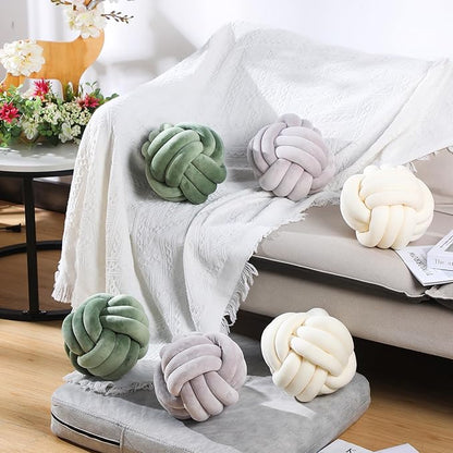 Namalu 2 Pieces Knot Ball Pillows Round Plush Aesthetic Cushion Pillows Soft Stress Relieving Cute Decorative Knotted Pillows for Kids Bed Sofa Bedroom Decor (Gray, 7.87 Inches)
