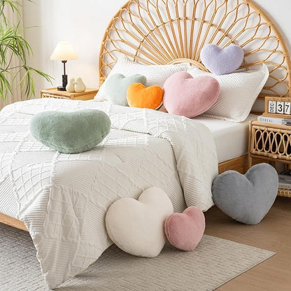 Xiashrk Heart Pillow, Heart Shaped Pillow for Bed Couch, Soft Decorative Heart Throw Pillow, Cute Decorate Pillows, Heart Pillows for Bedroom Living Room (Grey Pink, Large 19.6"x15.7")