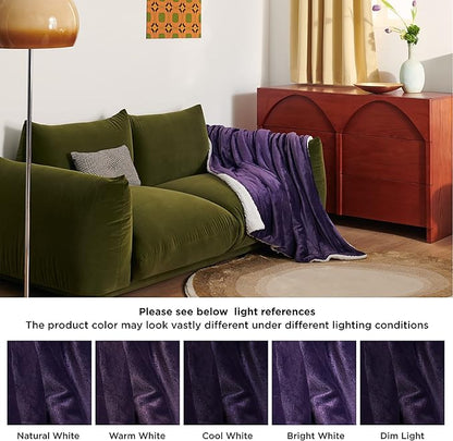 Bedsure GentleSoft Sherpa Fleece Throw Blanket for Couch - Thick and Warm Throw Gifts for Women and Girls, Soft Fuzzy Plush Christmas Blanket for Winter, Non-Heated, Purple, 50x60 Inches