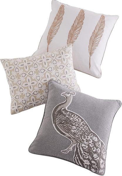Levtex Home - Pisa - Decorative Pillow (18X18in.) - Three Feathers - Gold and White