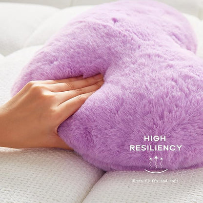 YRXRUS Heart Pillows, Love Heart Shaped Pillow, Small Cute Purple Heart Pillows for Gifts, Faux Rabbit Throw Pillows for Her, Kids, Girls Home Decoration, 10X11 Inch